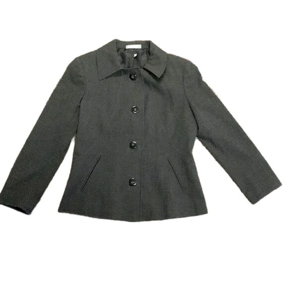 Atelier Charcoal Gray Textured Polyester Blend Blazer Suit Jacket Size 6 - Picture 2 of 13